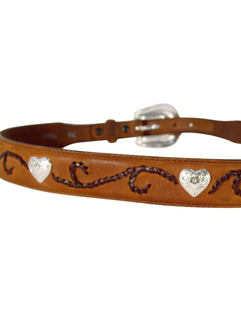 TONY LAMA Silver Hearts Concho Western Belt 7599L Size 36 - Picture 2 of 6